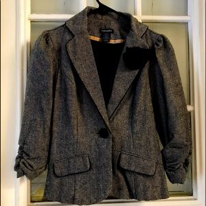 NWT Black Jacket with black detail flower